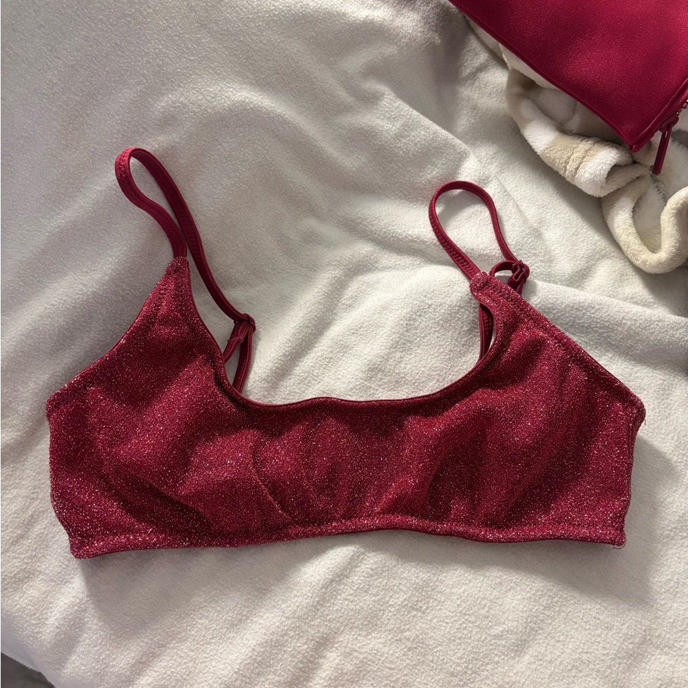 Triangl Swimwear Burgundy Red Glitter Bikini set